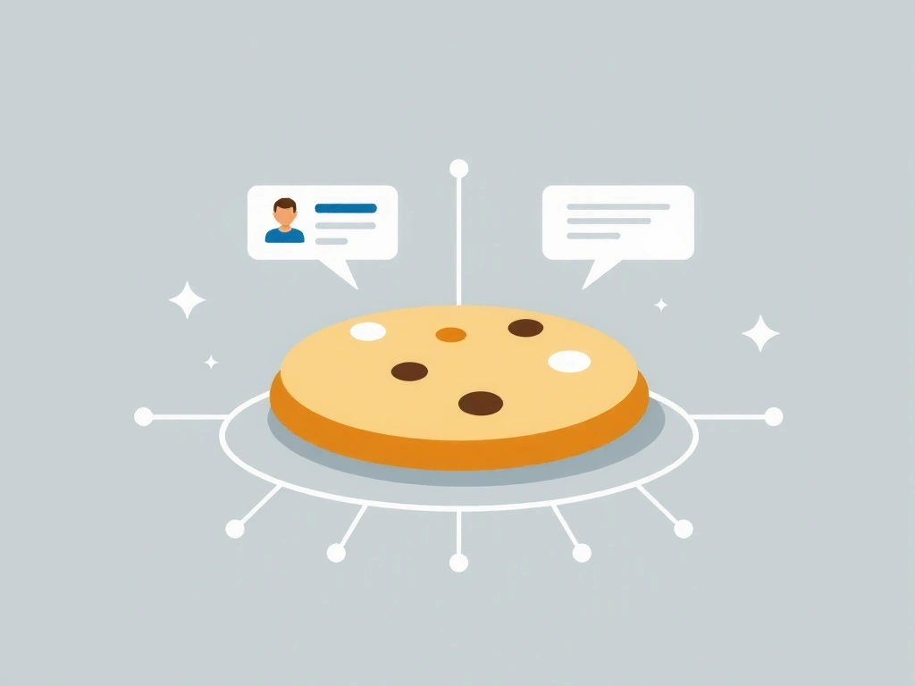 Représentation visuelle d'un cookie numérique avec des icônes de données