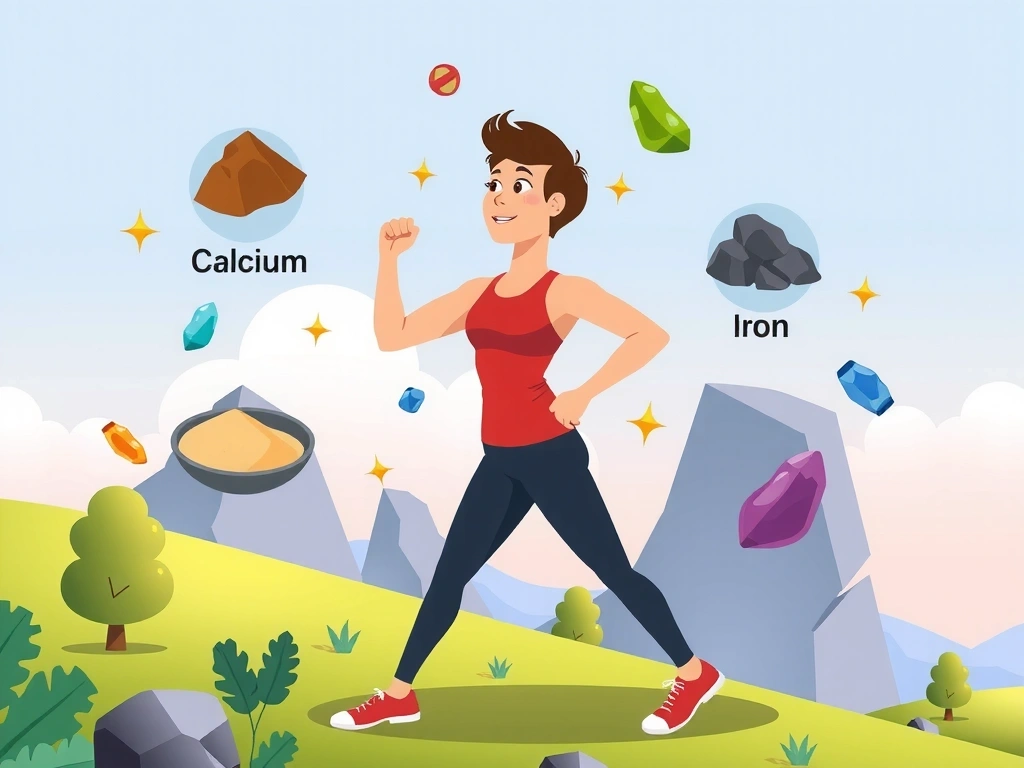 Illustration d'une personne en train de faire du sport avec des minéraux